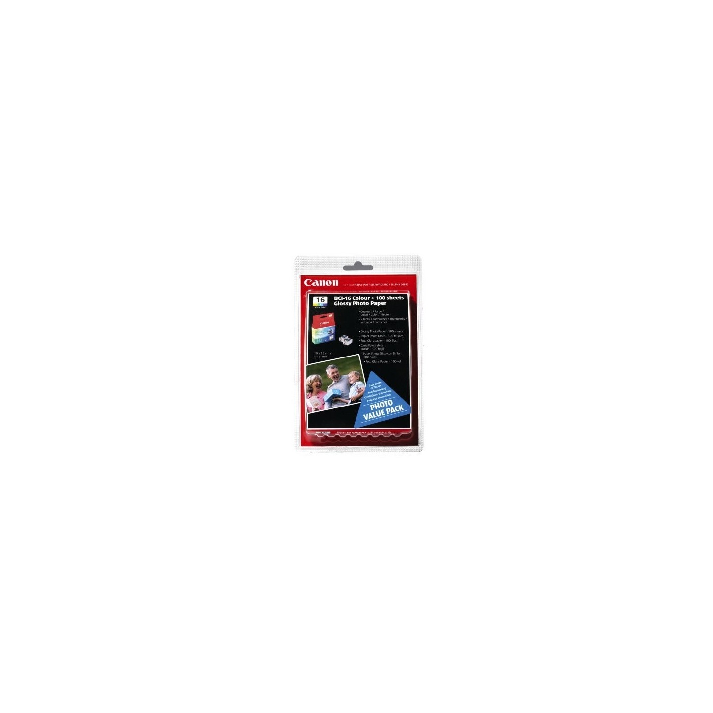 Cartouche d'encre Canon BCI-16 Couleur (X2) + 100 feuilles papier photo glossy (4X6), Toner Express : achat en ligne de Cartouch