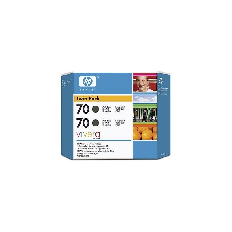 2 x Cartouche noir mat HP pour Designjet Z2100 / Z23100 (N°70), Toner Express : achat en ligne de 2 x Cartouche noir mat HP pour