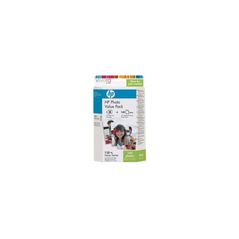 Value pack encre couleur HP+140 feuilles 10*15 pour Photosmart A432...(N°110), Toner Express : achat en ligne de Value pack encr