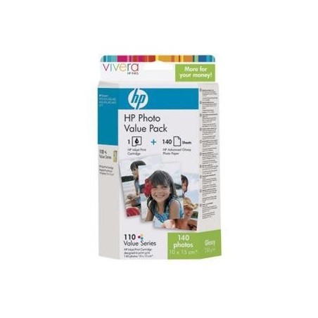 Value pack encre couleur HP+140 feuilles 10*15 pour Photosmart A432...(N°110), Toner Express : achat en ligne de Value pack encr