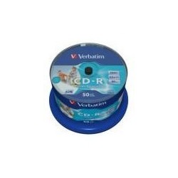 Verbatim CD-R 80min. 700MB, 52 speed Datalife Plus wide inkjet printable unbranded on spindle 50pack (taxe Sacem incluse), Toner