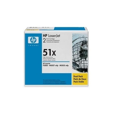 Pack de 2 Toners HP Haute capacité pour LaserJet  P3005 / M3027 / M3035 (51X), Toner Express : achat en ligne de Pack de 2 Toner