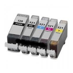 Pack de 5 cartouches génériques pour Canon Pixma ip3600 / mp540...PGI520BK/CL521, Toner Express : achat en ligne de Pack de 5 ca