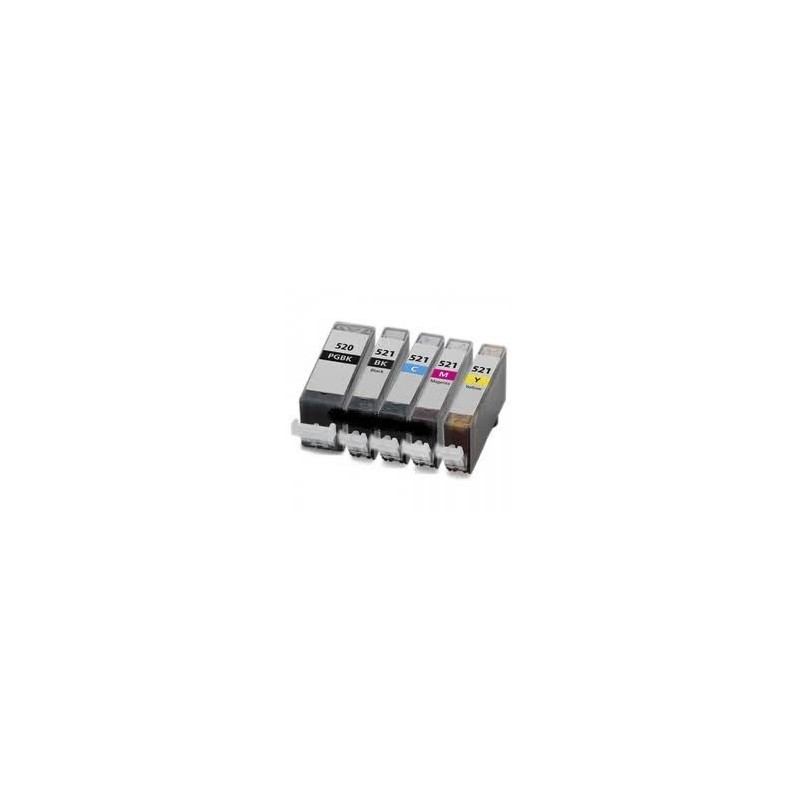 Pack de 5 cartouches génériques pour Canon Pixma ip3600 / mp540...PGI520BK/CL521, Toner Express : achat en ligne de Pack de 5 ca