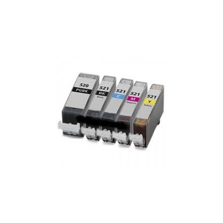Pack de 5 cartouches génériques pour Canon Pixma ip3600 / mp540...PGI520BK/CL521, Toner Express : achat en ligne de Pack de 5 ca