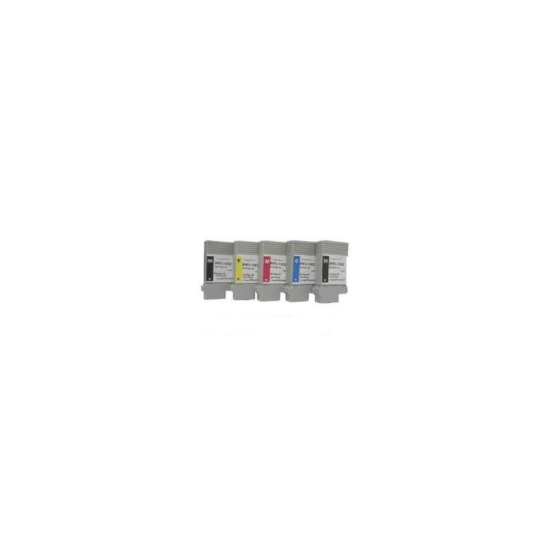 Pack de 5 cartouches Canon pour IPF500 / IPF600 / IPF700 (PFI-102), Toner Express : achat en ligne de Pack de 5 cartouches Canon
