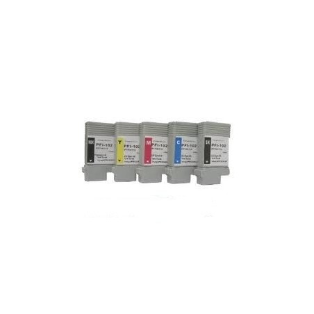 Pack de 5 cartouches Canon pour IPF500 / IPF600 / IPF700 (PFI-102), Toner Express : achat en ligne de Pack de 5 cartouches Canon