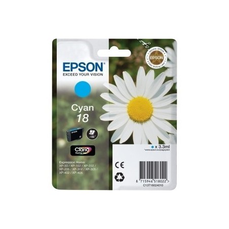 Cartouche cyan EPSON pour Expression Home XP-205 / XP-30 ... (N°18), Toner Express : achat en ligne de Cartouche cyan EPSON pour