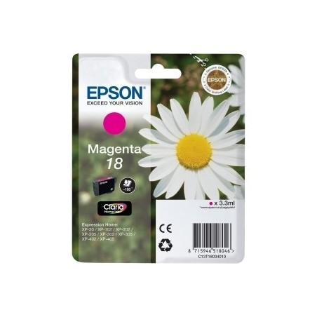 Cartouche magenta EPSON pour Expression Home XP-205 / XP-30 ... (N°18), Toner Express : achat en ligne de Cartouche magenta EPSO