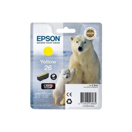Cartouche jaune EPSON pour Expression Home XP-600... (N°26) (ours), Toner Express : achat en ligne de Cartouche jaune EPSON pour