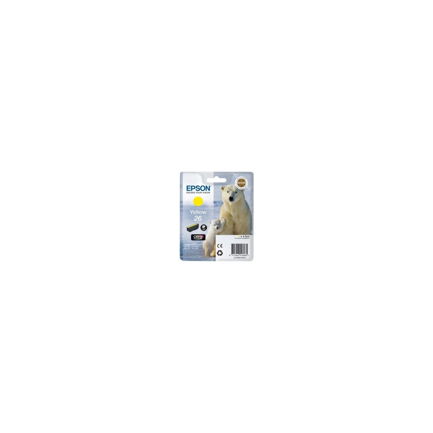 Cartouche jaune EPSON pour Expression Home XP-600... (N°26) (ours), Toner Express : achat en ligne de Cartouche jaune EPSON pour