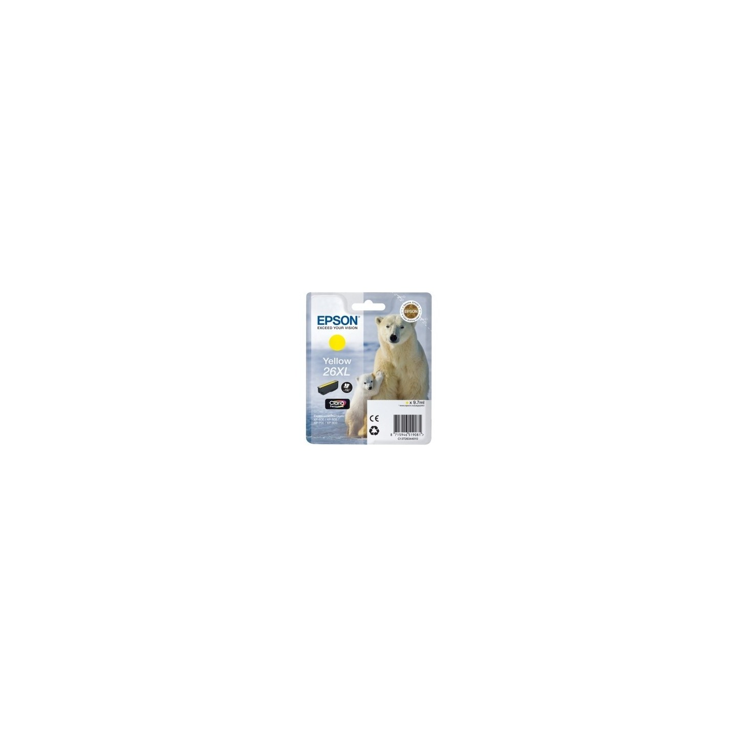 Cartouche jaune haute capacité EPSON pour Expression Home XP-600... (N°26XL) (ours), Toner Express : achat en ligne de Cartouche